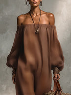 Fenna™ || Strapless jumpsuit med ærmer