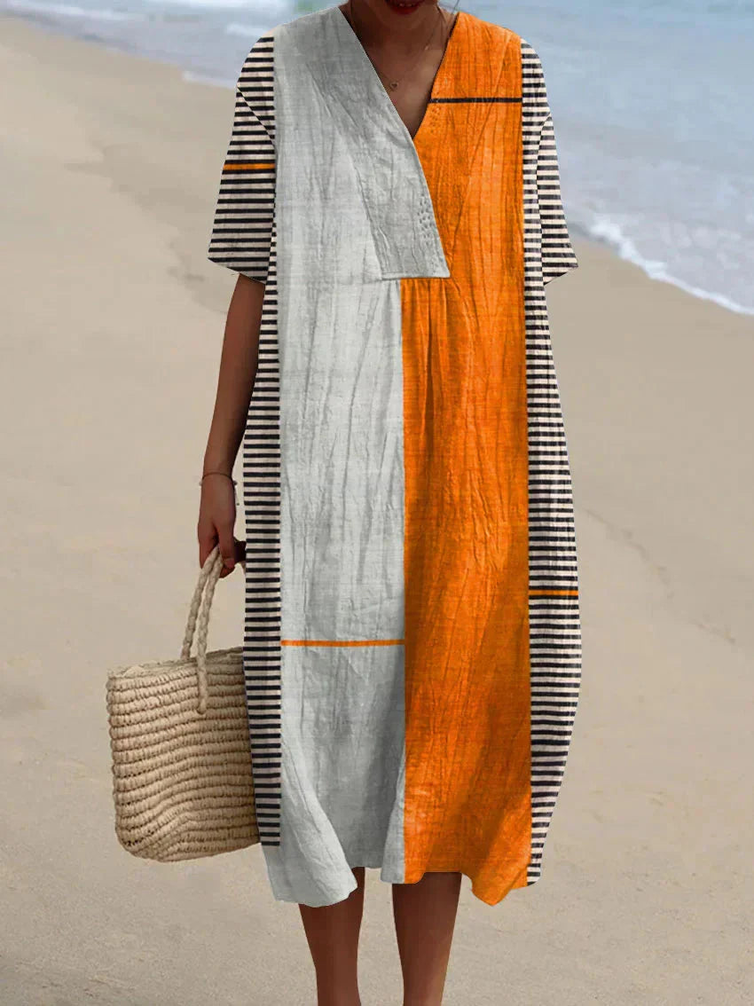 Élina | Geometrisk Stribet Kjole