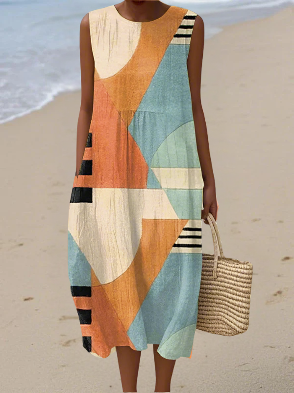 Iris | Geometrisk Midi Kjole