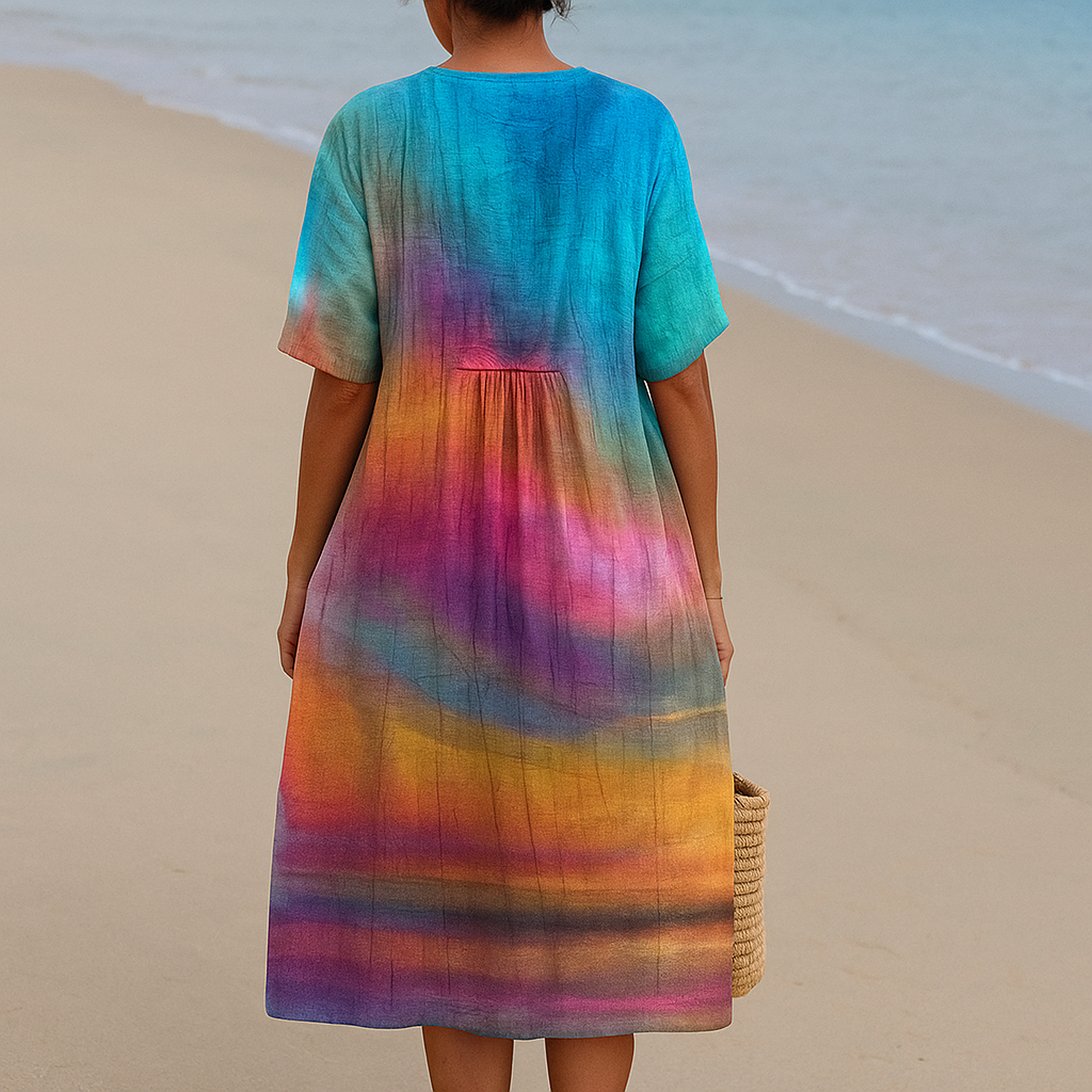 SOLÈNE | Tie-dye kjole solnedgang