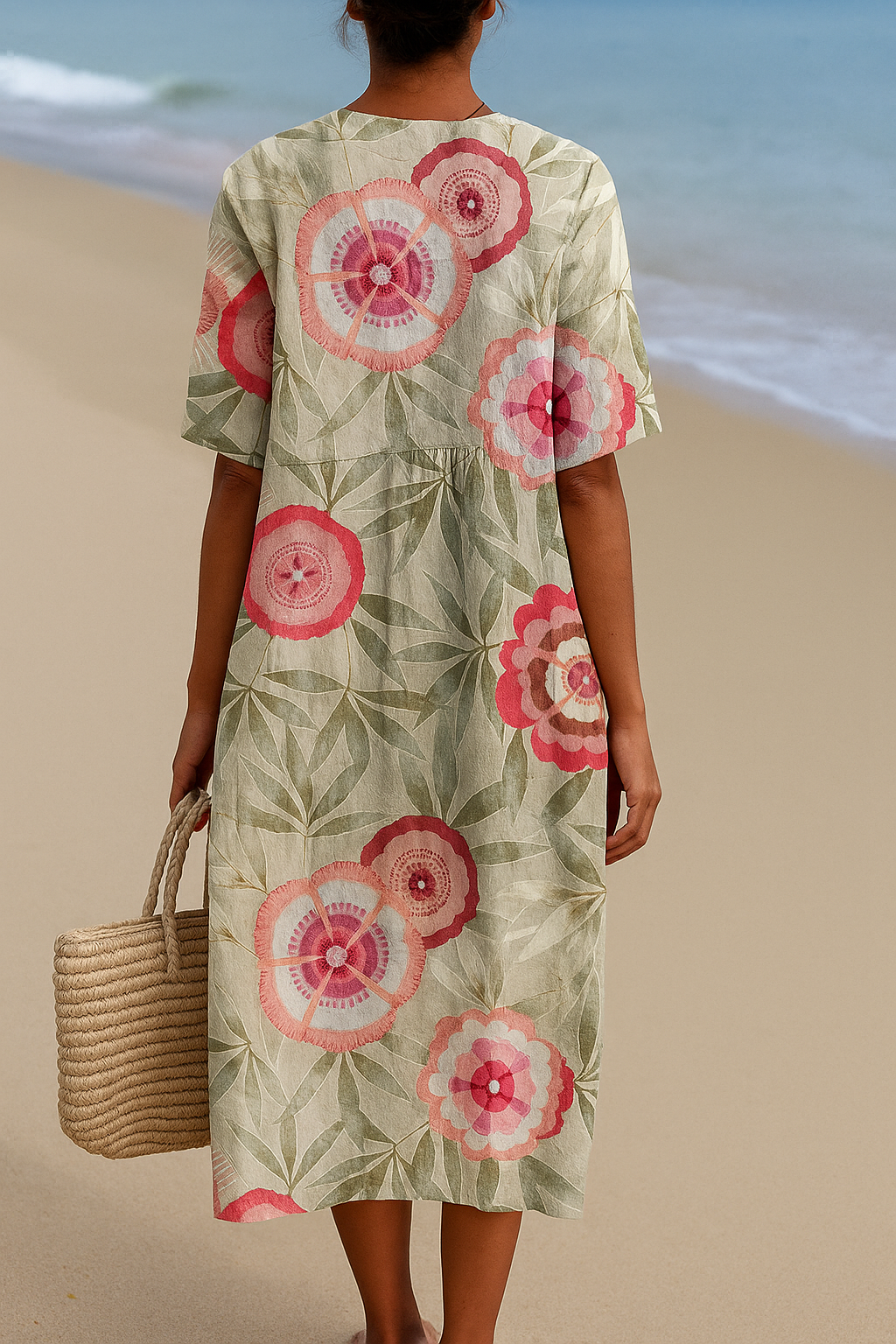 Félice | Kjole med blade og mandala blomster