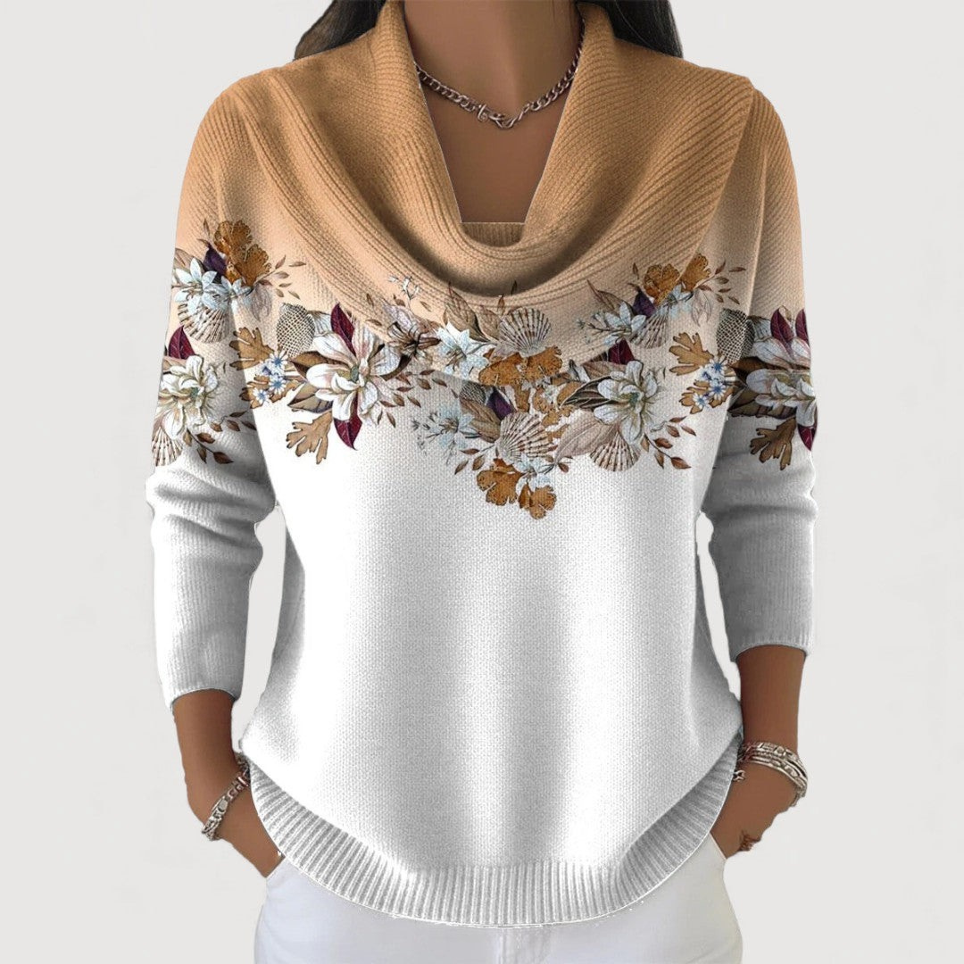 Alora | Blomstret sweater med blødt halsudskæring