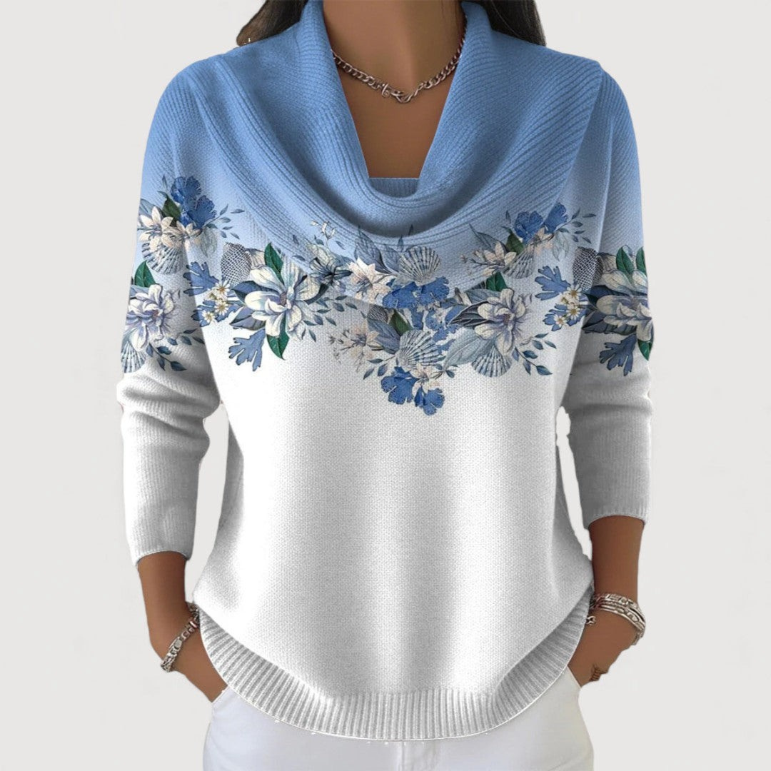 Alora | Blomstret sweater med blødt halsudskæring