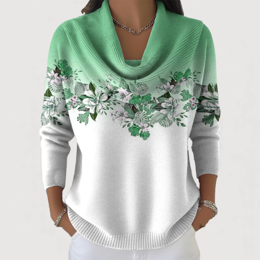 Alora | Blomstret sweater med blødt halsudskæring