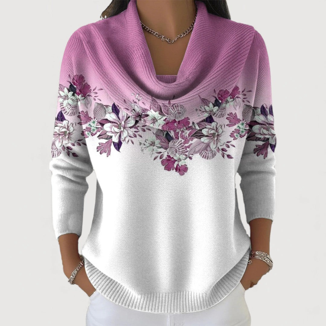 Alora | Blomstret sweater med blødt halsudskæring