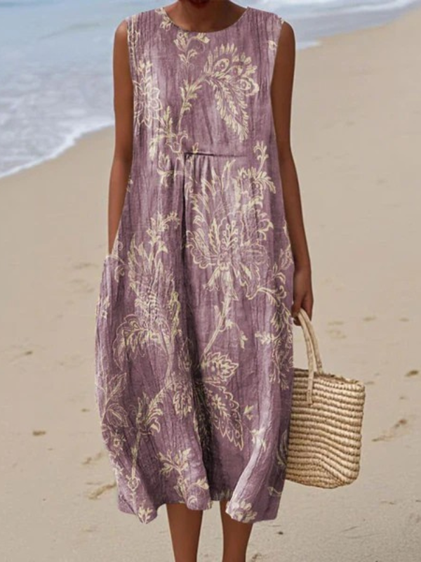 Mia | Blomster Midi Kjole