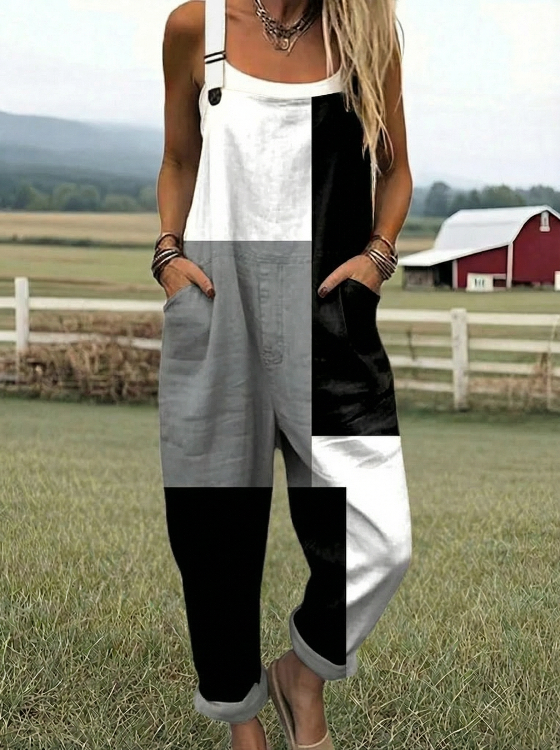 Hailey  | Farveblok Afslappet Jumpsuit