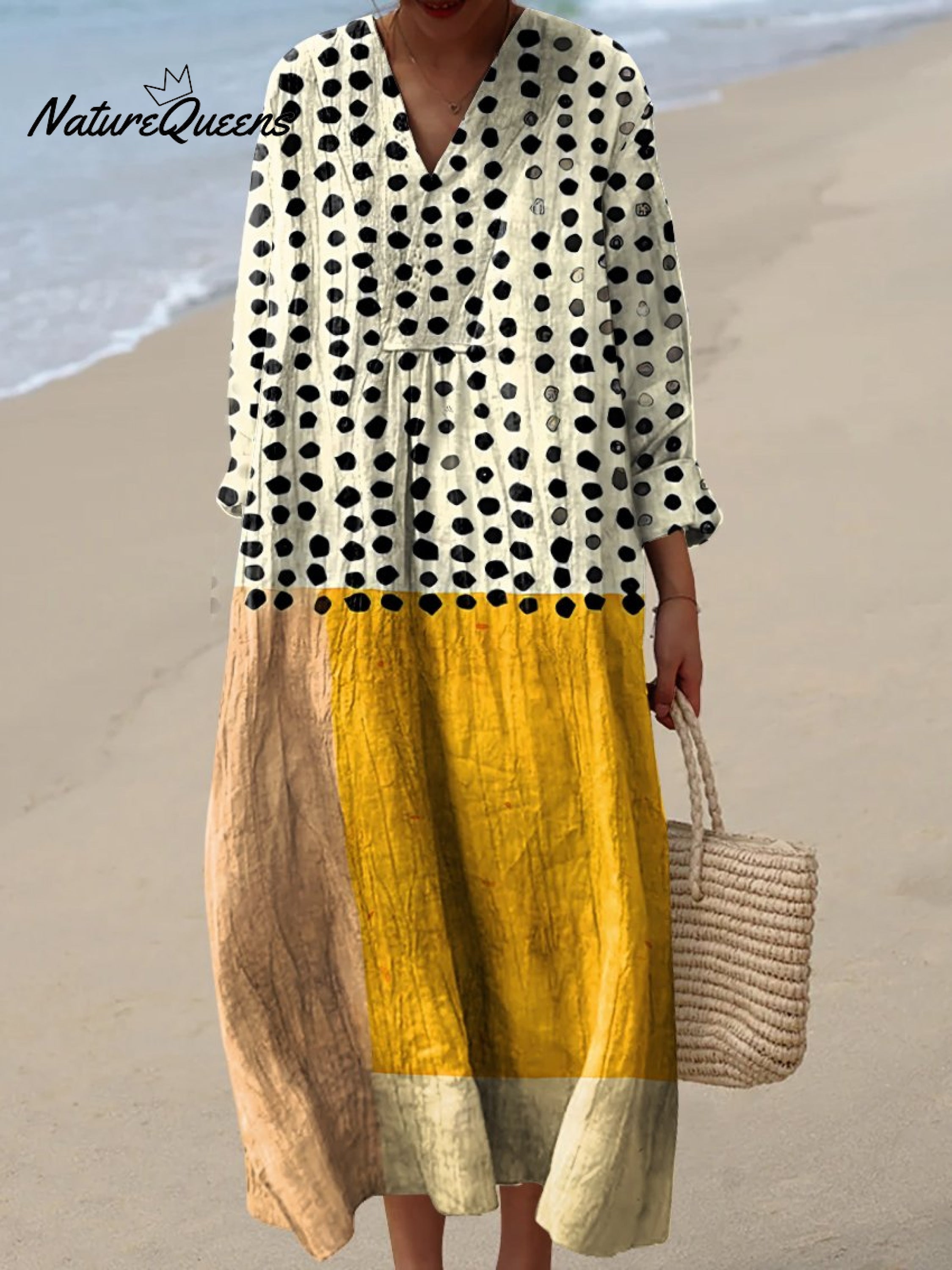 Azélie | Kjole med Pletter &amp; Farveblokke