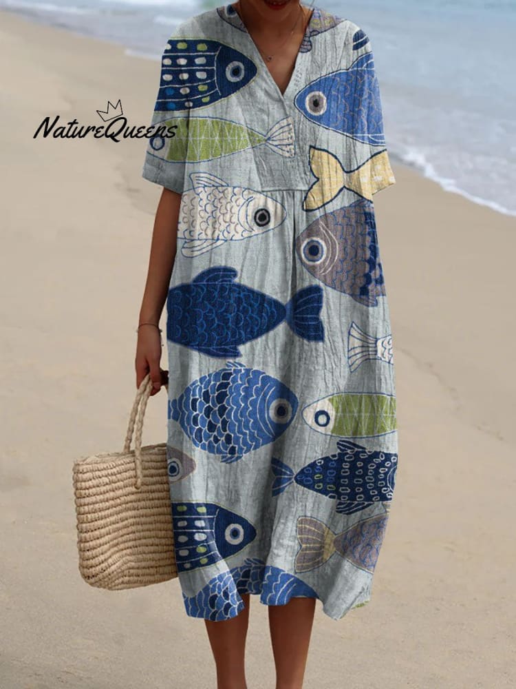 Édolie | Fisk Grafik Kjole