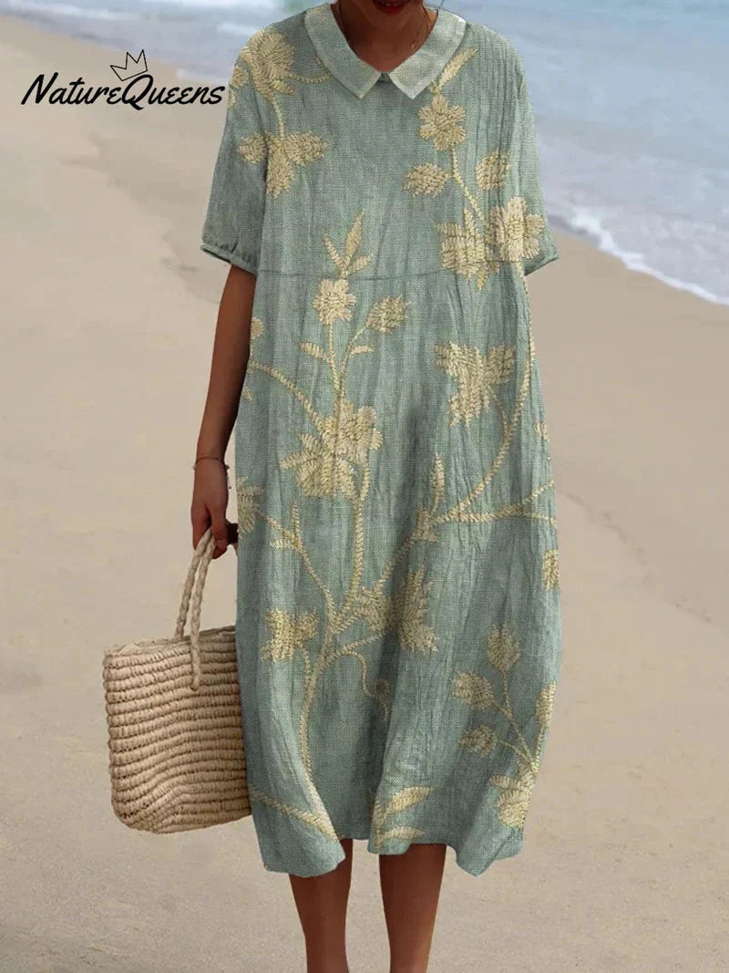 Anaëlle | Blomstret Kjole med Claudine Krave