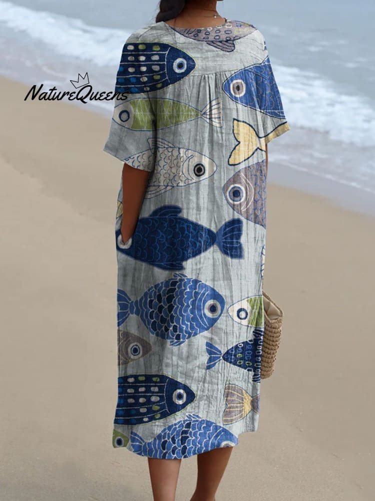 Édolie | Fisk Grafik Kjole