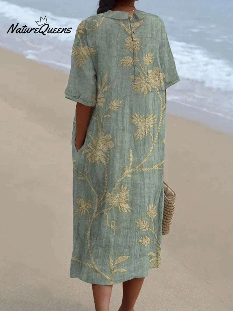 Anaëlle | Blomstret Kjole med Claudine Krave