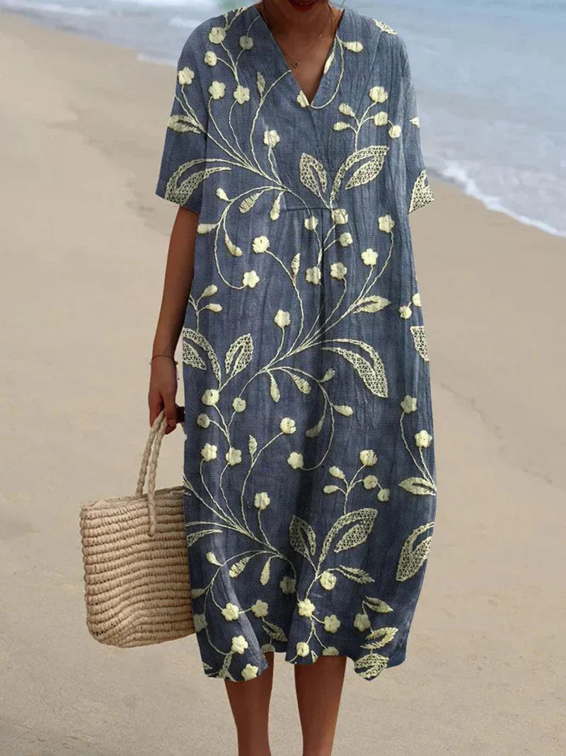 Enora | Broderet blomsterkjole